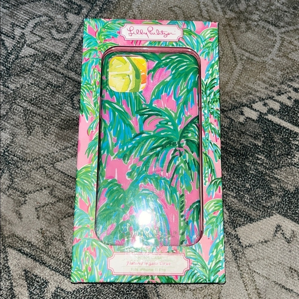 Lilly Pulitzer iPhone 11 Pro Case - Pink Blossom / Suite Views Palm Trees Print